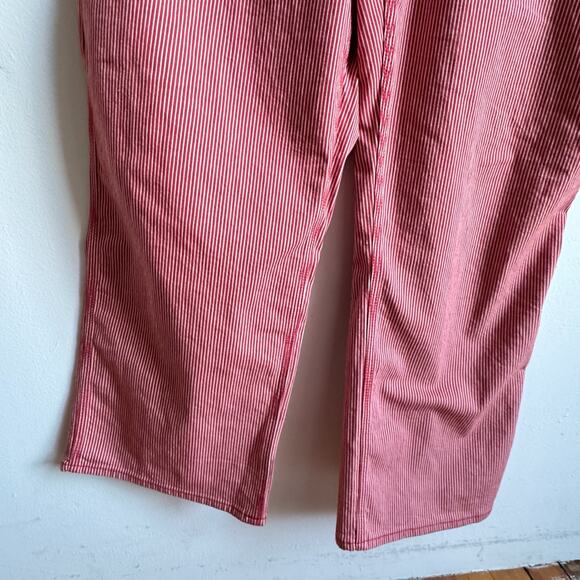 RAG & BONE / JEAN Red Striped Cotton-blend Twill Overalls - Picture 2 of 9